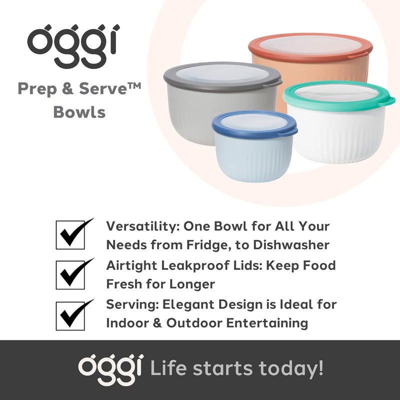 Oggi Prep & Serve Bowl w/lidWhite 568ml OGGI