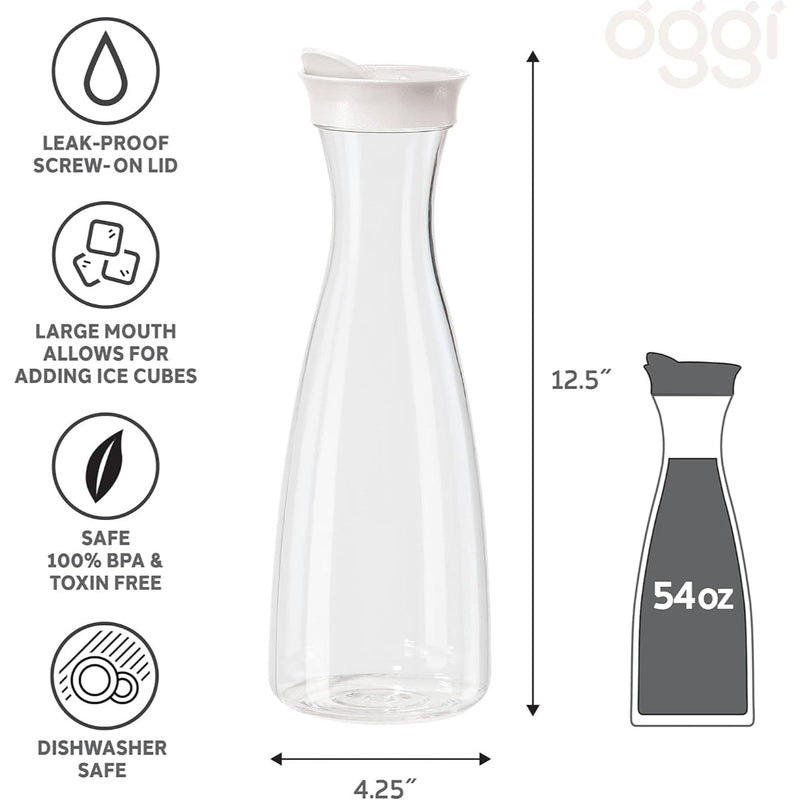 Oggi Juice Carafe w/Flip Open Lid -White OGGI