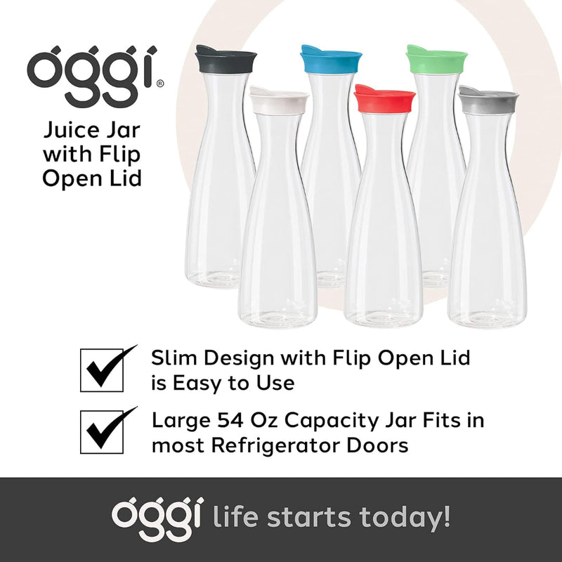 Oggi Juice Carafe w/Flip Open Lid -White OGGI