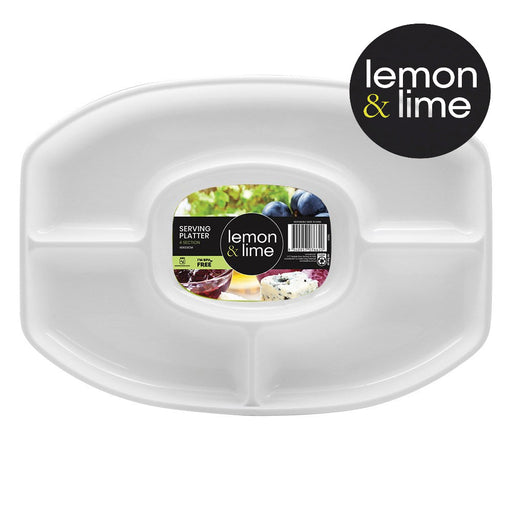 White 4-section oval serving platter