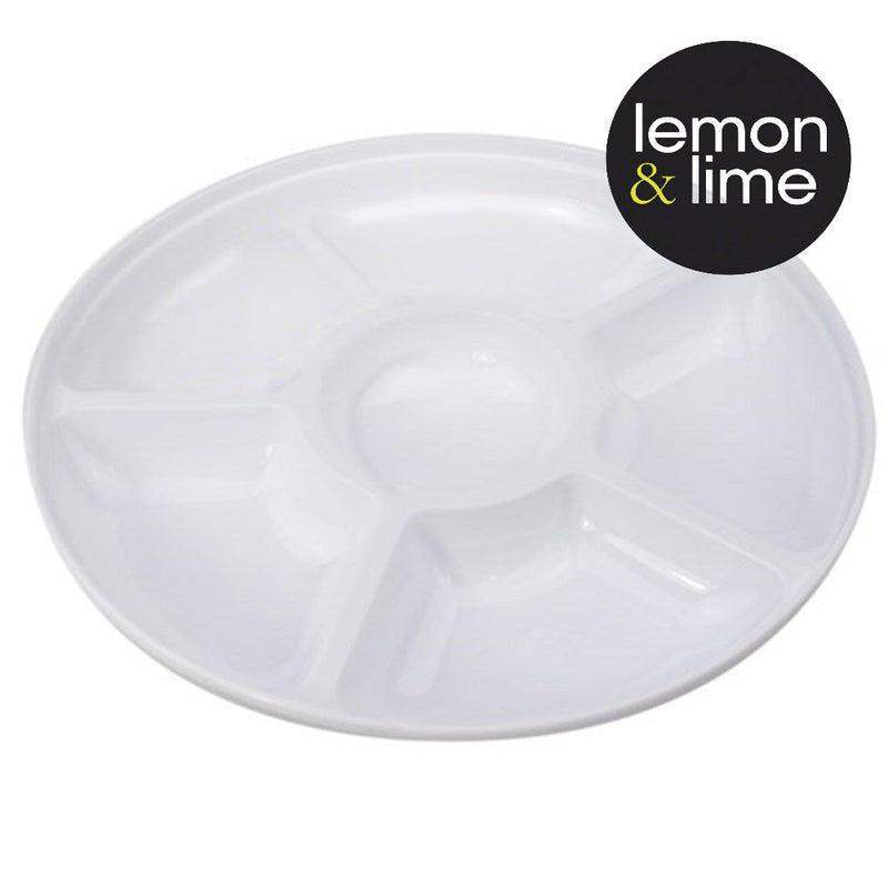 5 section round white serving platter 32.5cm