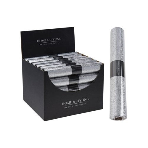 28 x 250 cm silver decorative fabric