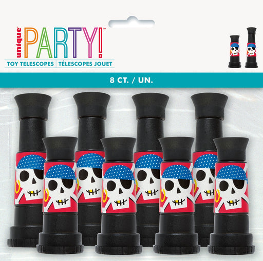 Pack of 8 plastic pirate toy telescopes