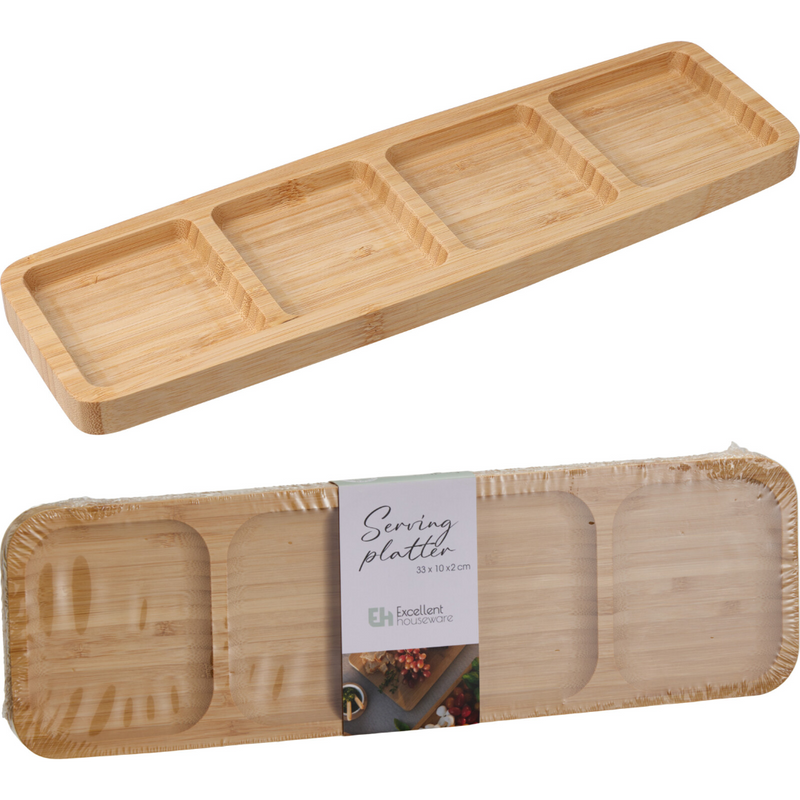 bamboo serving platter measuring 33 x 10 x 1.8cm