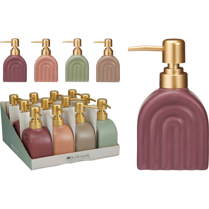 stoneware soap dispenser in 4 assorted colours