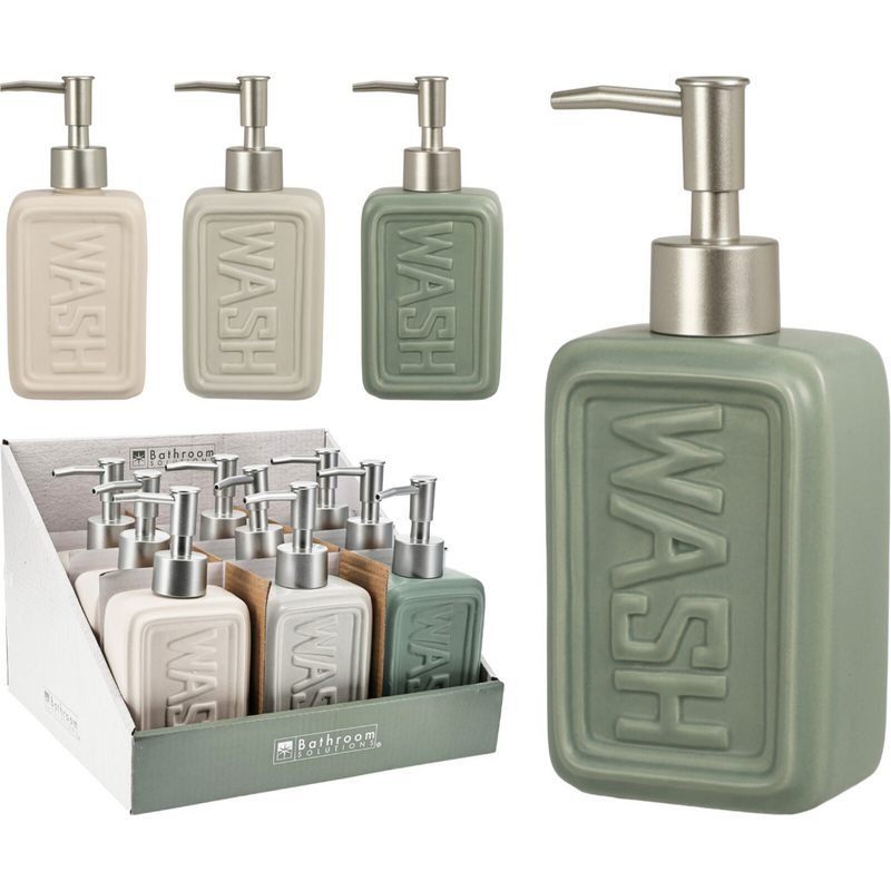 dolomite soap dispenser 8 x 5.5 x 18.2cm in 3 assorted colours
