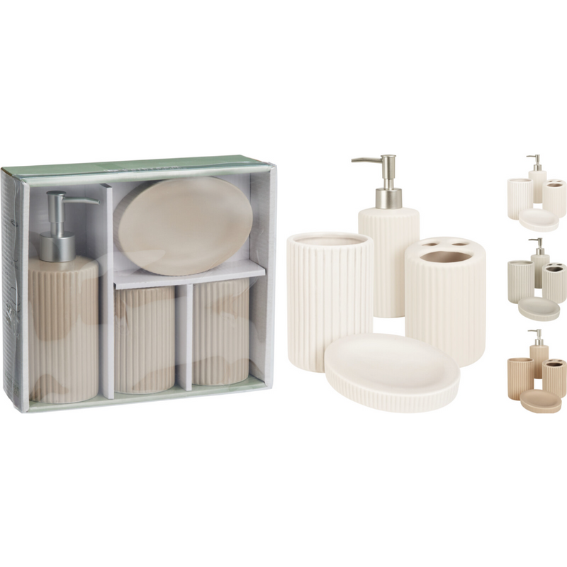 4 piece bathroom accessory set in 3 assorted styles
