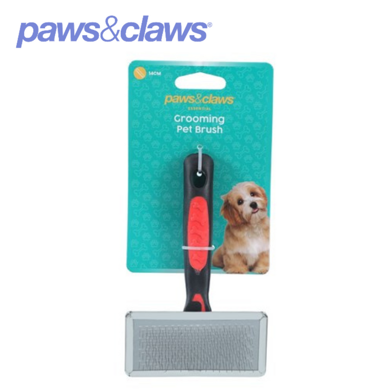 Metal Grooming Pet Brush Black And Red 14cm