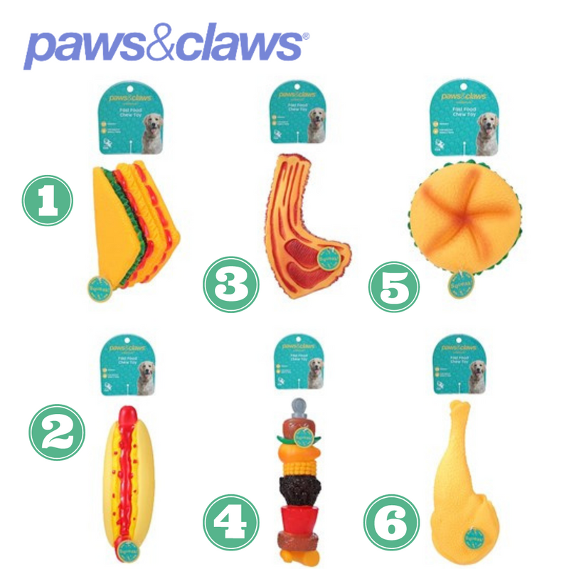 Fast Food Large Chew Toys Clip Strip 6 Asstd 26x11x5cm