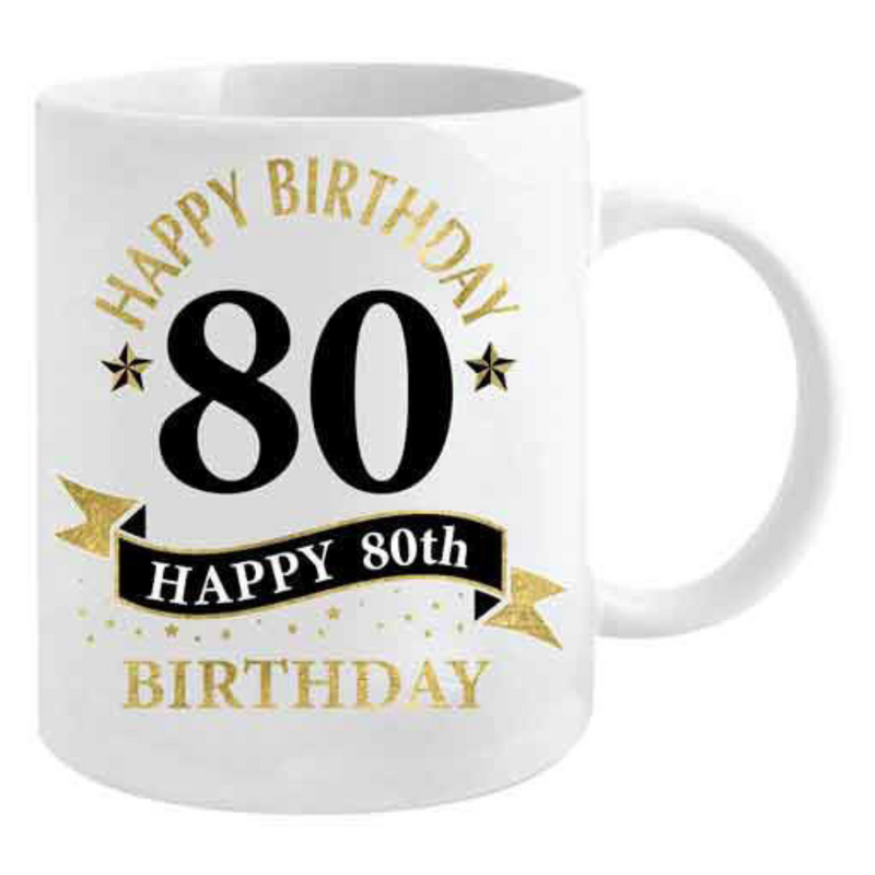 Ronis 80th Birthday White And Gold Mug
