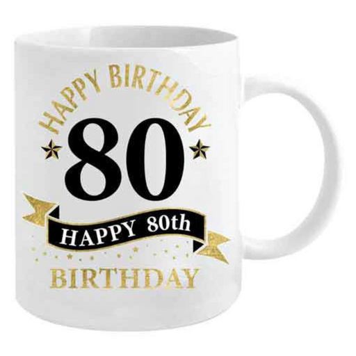 Ronis 80th Birthday White And Gold Mug
