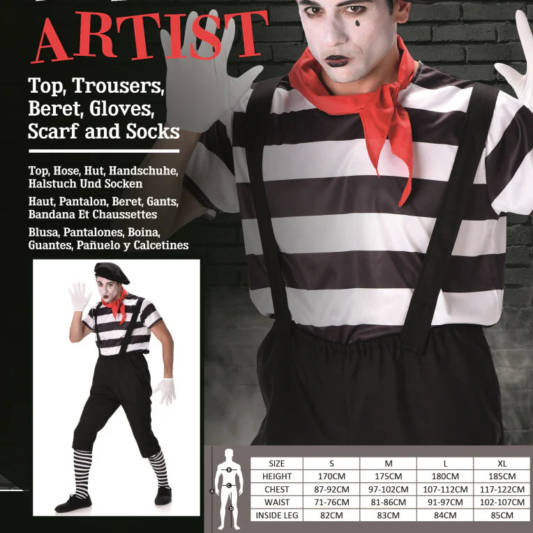 Mime Artist Costume Large