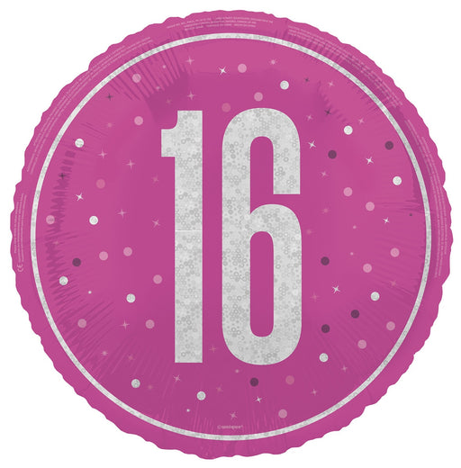 45cm pink 16th birthday foil balloon