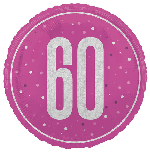 45cm pink 60th birthday foil balloon