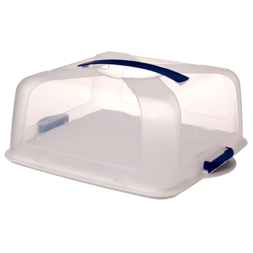 White square plastic cake carrier container