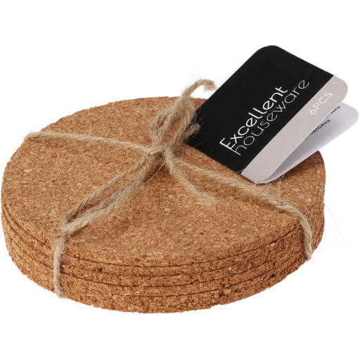 6 piece round cork coaster set