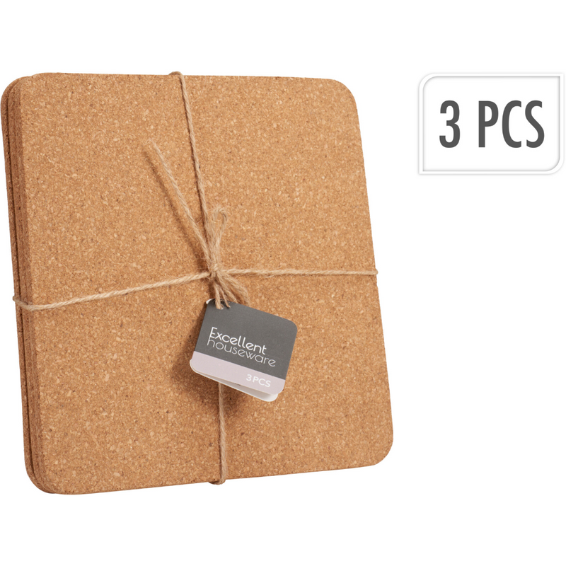 3 piece cork trivet set for hot cookware