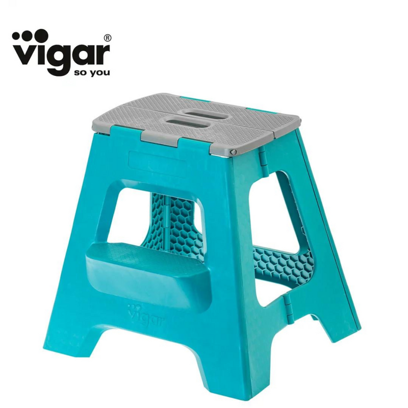 Compact 2 Step Turquoise Foldable 40Cm Stool