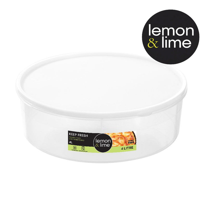 4L round flat food storage container