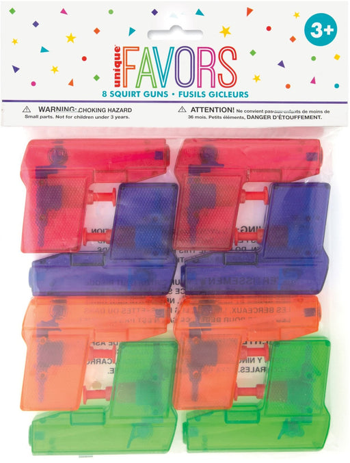 Pack of 8 small plastic water squirt guns