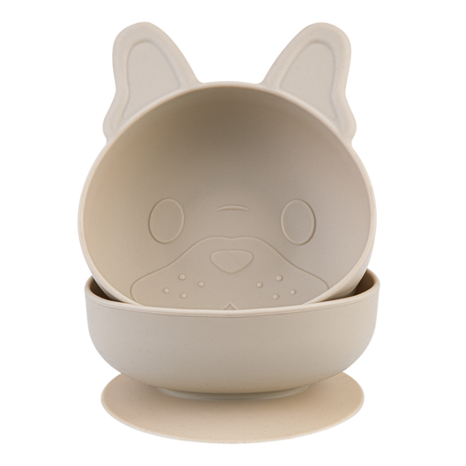 Set of 2 bulldog themed silicone suction bowls