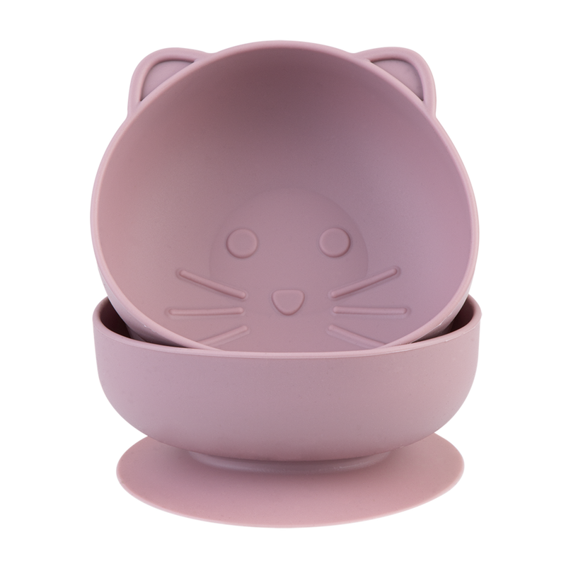 Set of 2 cat themed silicone suction bowls