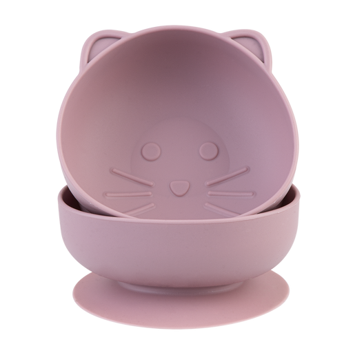 Set of 2 cat themed silicone suction bowls