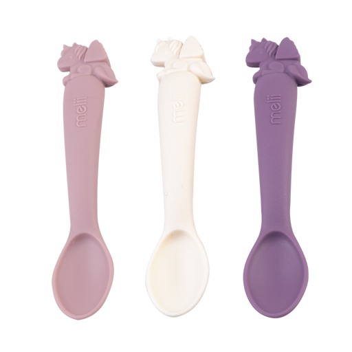 Set of 3 unicorn themed silicone baby spoons