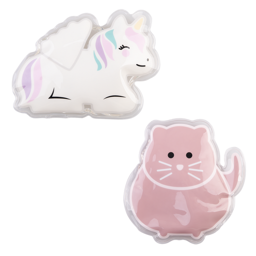 Set of 2 gel ice packs unicorn and cat