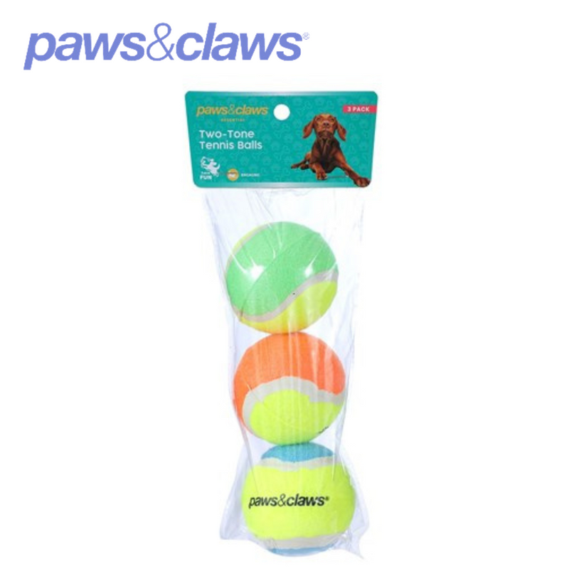 Tennis Balls Asstd Colours 2-Tone 6cm 3pk