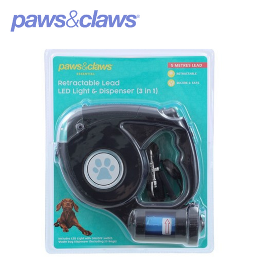 Multifunctional Retractable Lead With Light And Clean Up Bags 500cm