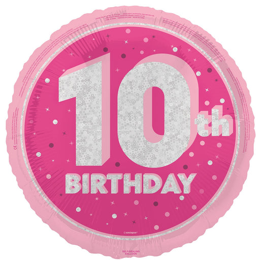 45cm pink 10th birthday foil balloon