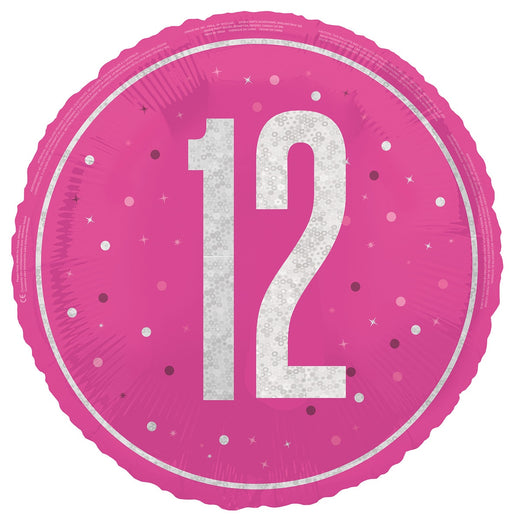 45cm pink 12th birthday foil balloon