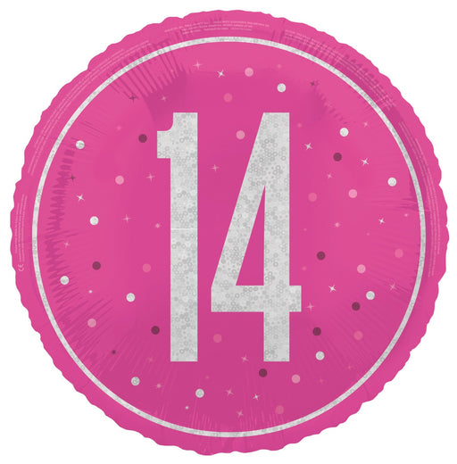45cm pink 14th birthday foil balloon