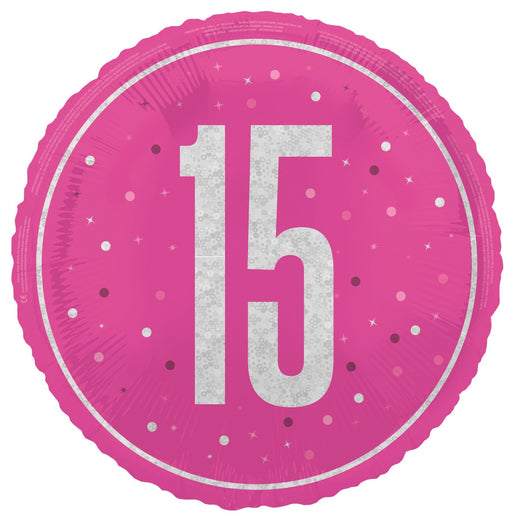 45cm pink 15th birthday foil balloon