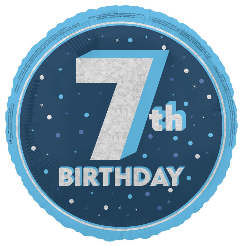 45cm blue 7th birthday foil balloon