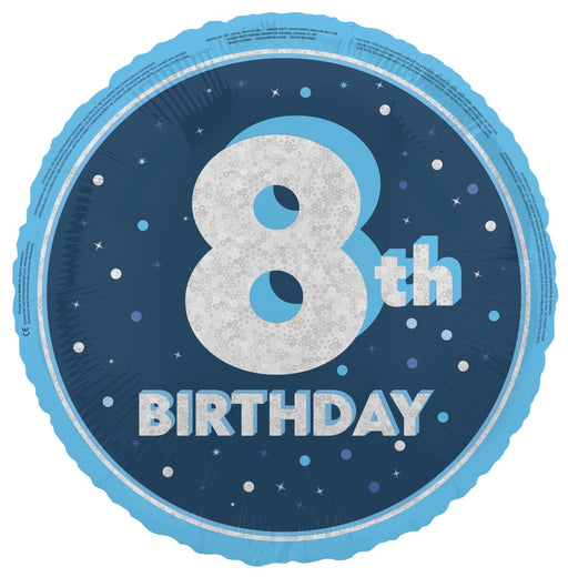 45cm blue 8th birthday foil balloon