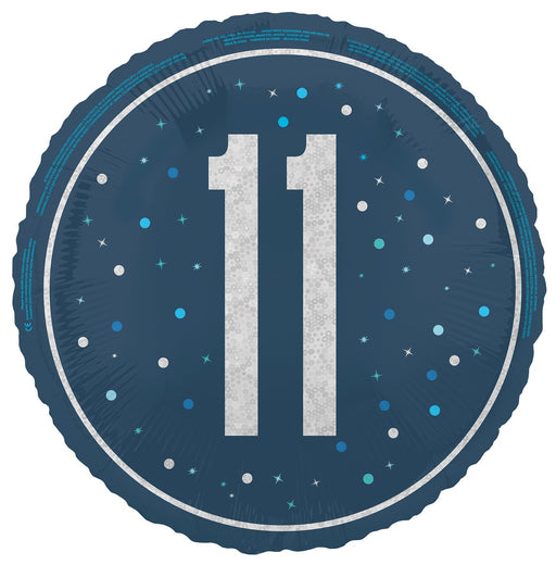 45cm blue 11th birthday foil balloon
