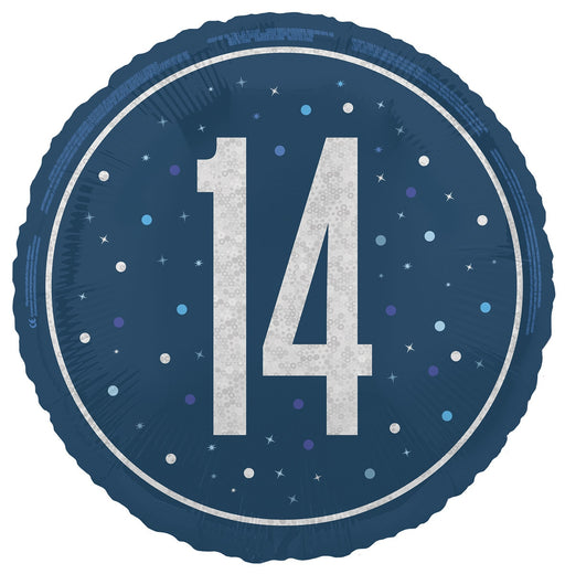 45cm blue 14th birthday foil balloon