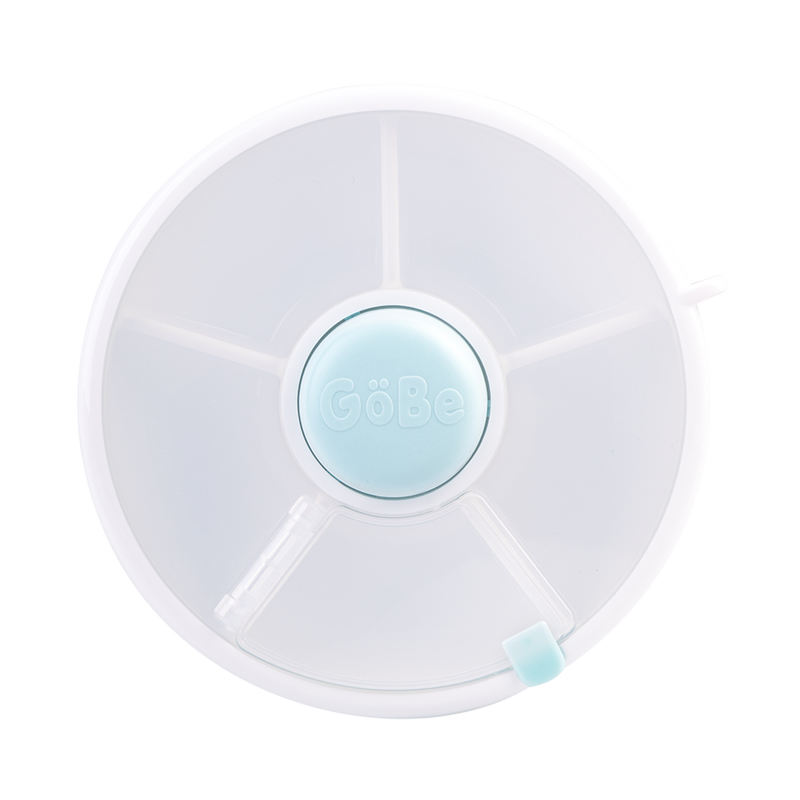 Blue rotating snack container for kids