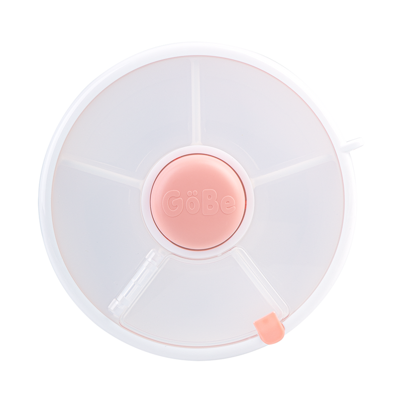 Pink rotating snack container for kids