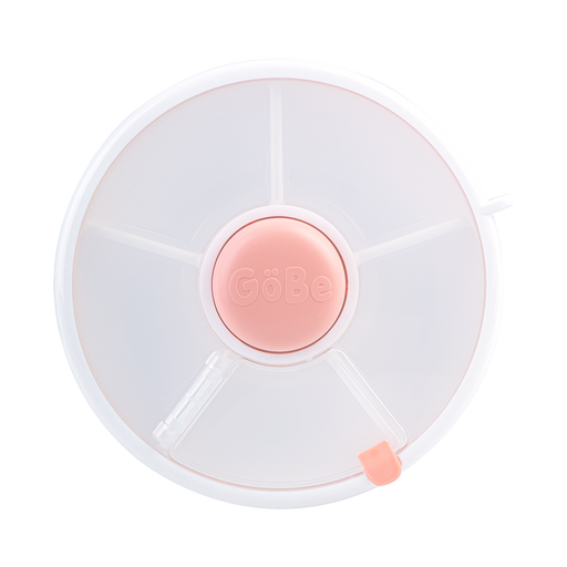 Pink rotating snack container for kids