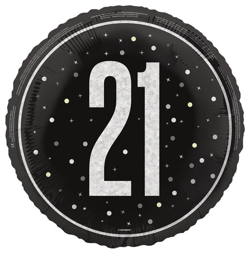 45cm black 21st birthday foil balloon