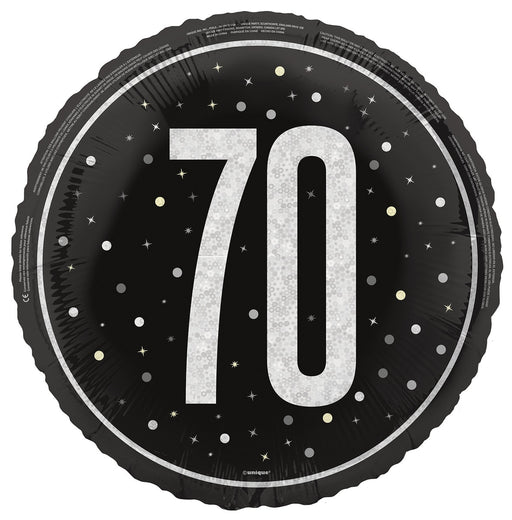 45cm black 70th birthday foil balloon