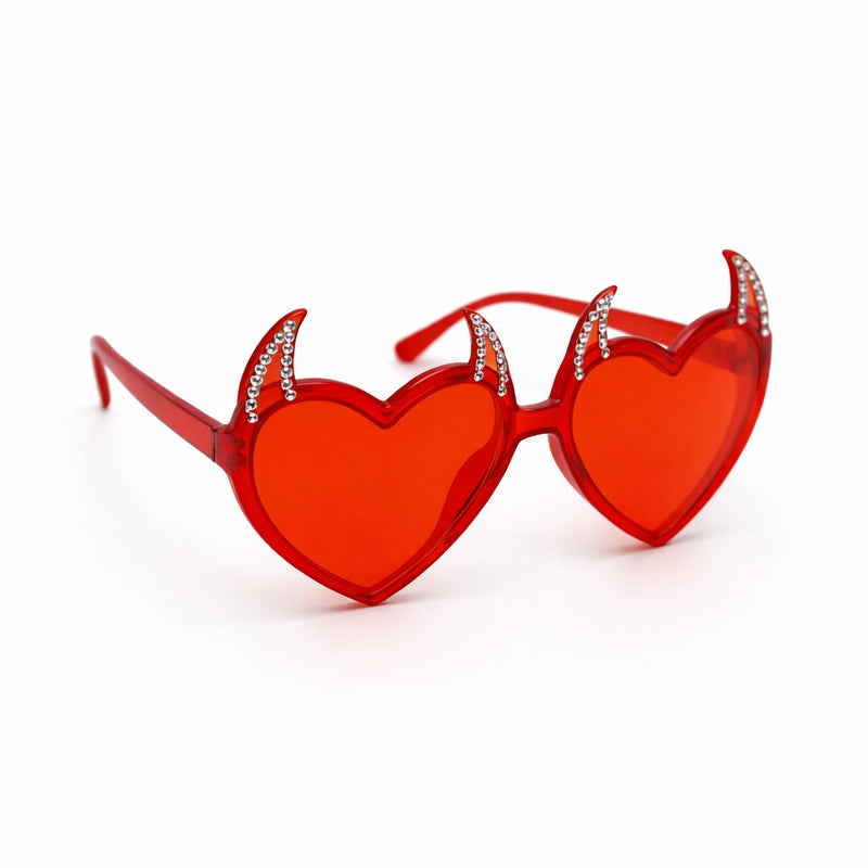 Red devil heart novelty glasses