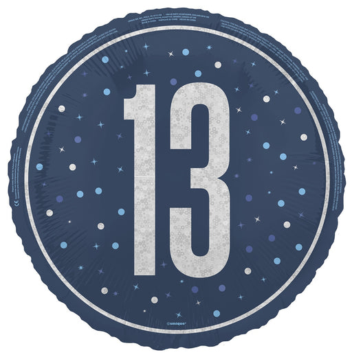 45cm blue 13th birthday foil balloon
