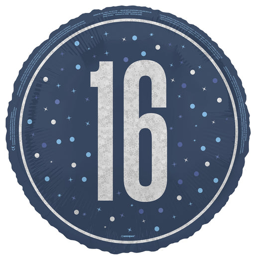 45cm blue 16th birthday foil balloon