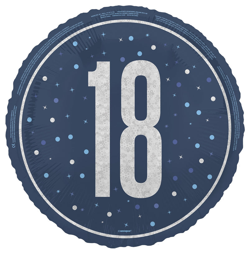 45cm blue 18th birthday foil balloon