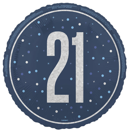45cm blue 21st birthday foil balloon