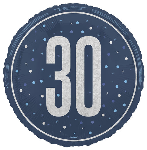 45cm blue 30th birthday foil balloon